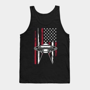 American flag alien ufo Tank Top